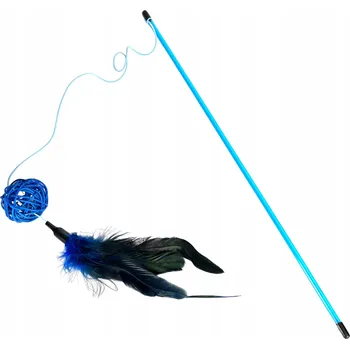 Hračka pro kočku HRAČKA PRO KOČKY MYŠ S PEŘÍM DLOUHÁ UDICE ZVONEK NA TYČI