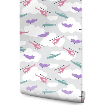 Fototapeta Tapeta pro děti Barevné LETADLA Vrtulníky