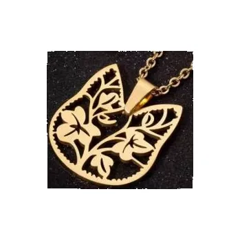 Náhrdelník Kočka - náhrdelník s přívěskem hlava- zlatá 1ks ŠP/JS