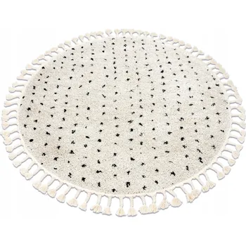 Koberec Koberec MAROKO OBÝVACÍ POKOJ LOŽNICE TŘÁSNĚ SHAGGY TEČKY BOHO krém kruh 120 cm