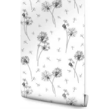 Fototapeta Tapeta do obývacího pokoje černobílá pampeliška s květinami