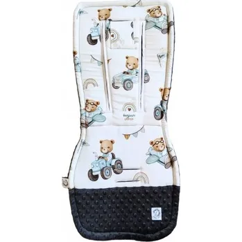 Příslušenství pro přepravu dětí Oboustranná vložka do kočárku Bambus - Minky, 5bodové otvory na pásy, Traktory Bonjour