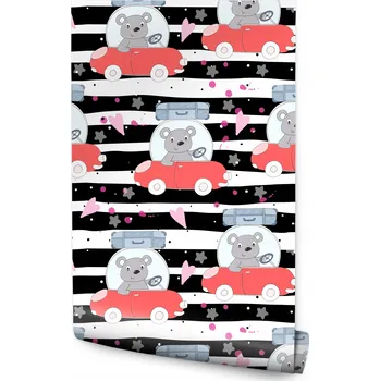 Fototapeta Tapeta pro holčičku medvídci srdíčka puntíky