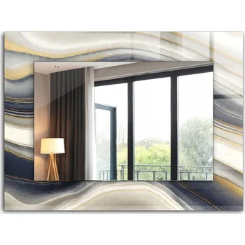 Zrcadlo Loftové závěsné zrcadlo s potiskem XXL 80x60 cm Abstraktní barevné vlny