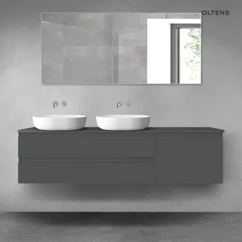 Koupelnový nábytek Oltens Vernal sada koupelnového nábytku 180 cm s horní deskou, matná grafitová 68594400