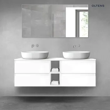 Koupelnový nábytek Oltens Vernal sada koupelnového nábytku 140 cm s horní deskou, lesklá bílá 68625000