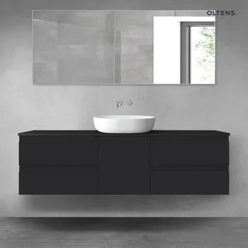 Koupelnový nábytek Oltens Vernal sada koupelnového nábytku 160 cm s horní deskou, matná černá 68399300