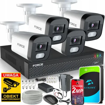Bezpečnostní kamera FORCE Sada monitoringu 4x IP kamera 2MPx Full HD Rekordér Aplikace