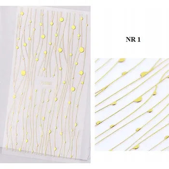 Samolepky na nehty geometrické, zlaté | VZOR 1