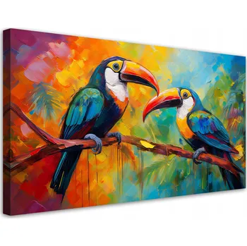 Obraz Obraz na plátně, Tukan Barevné tropické ptáky 80x40