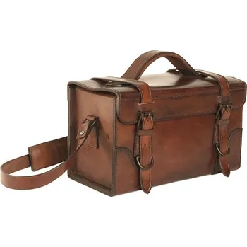 Brašna kožená přes rameno hranatá se dvěma přezkami HNĚDÁ (Brašna kožená přes rameno hranatá se dvěma přezkami HNĚDÁ)