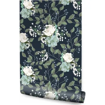 Fototapeta Tapeta na zeď Bílé RŮŽE Bobule Listy Akvarel