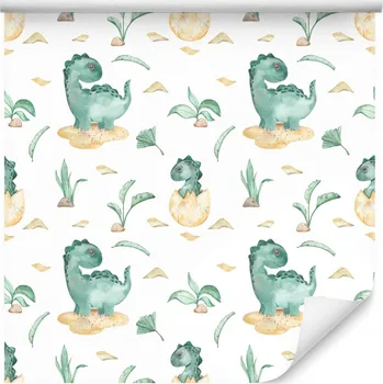 Fototapeta Dětská Tapeta Pohádkové DINOSAURY Rostliny Kresba