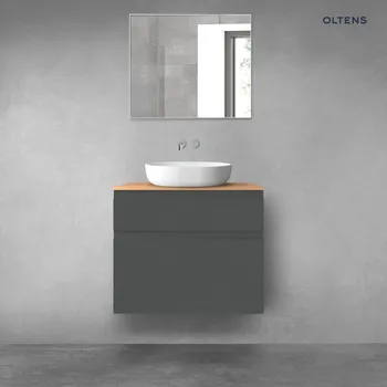 Koupelnový nábytek Oltens Vernal sada koupelnového nábytku 80 cm s horní deskou, matná grafitová/dub 68223400
