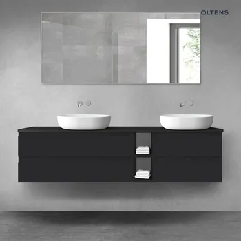 Koupelnový nábytek Oltens Vernal sada koupelnového nábytku 180 cm s horní deskou, matná černá 68637300