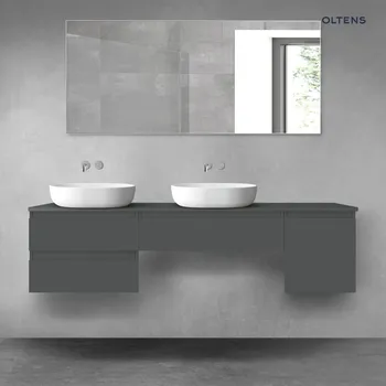 Koupelnový nábytek Oltens Vernal sada koupelnového nábytku 180 cm s horní deskou, matná grafitová 68516400