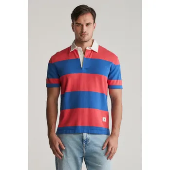 Pánský svetr SVETR GANT STRIPED COTTON SS POLO RICH BLUE