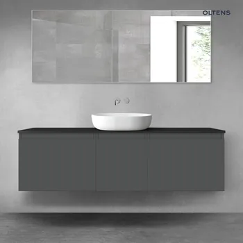 Koupelnový nábytek Oltens Vernal sada koupelnového nábytku 160 cm s horní deskou, matná grafitová/matná černá 68422400
