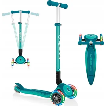 Koloběžka Lehká skládací koloběžka pro děti s nastavitelnou výškou, 3 kolečka a LED osvětlením Globber Primo