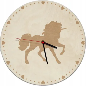 Hodiny Dřevěné nástěnné hodiny Jednorožec Dekorace do dětského pokoje Hodinky 40 cm