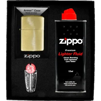 Zapalovač Sada ZIPPO Zapalovač BRASS BRUSHED ARMOR HEAVY Dárkový No1