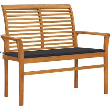 Zahradní lavice OMAXI Zahradní lavice s antracitovou poduškou 112 cm masivní teak 265734