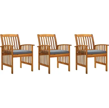 OMAXI Zahradní jídelní židle 3 ks s poduškami masivní akáciové dřevo 142684