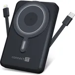 CONNECT IT 10000 mAh bezdrátová Powerbanka 1xUSB-C port/1xUSB-C + 1xLightning kabel VESMÍRNĚ ŠEDÁ