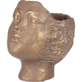 Biokrb Betonový obal na květináč hlava, měděná, pr. 14 cm, 18 x 14 x 19 cm