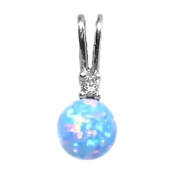 Přívěsek Stříbrný přívěsek světle modrý opál - P1243 (Stříbrný přívěsek s opálem 6 mm)