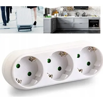 Elektrická zásuvka 3 ZÁSUVKY Adaptér / redukce napájení EU Standardní EU zástrčka