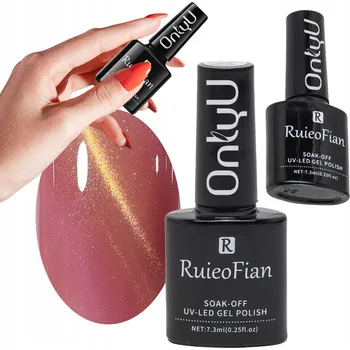 Přípravek na nehty BROSKVOVĚ RŮŽOVÝ HYBRIDNÍ LAK S BROKÁTOVÝM LESKEM UV/LED LAK L146