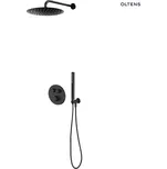 Sestava Oltens Onega podomítková baterie s hlavovou sprchou 22 cm Atran a sprchovým setem Ume, matná černá 36622300