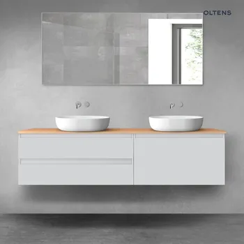 Koupelnový nábytek Oltens Vernal sada koupelnového nábytku 180 cm s horní deskou, matná šedá/dub 68567700