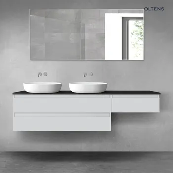 Koupelnový nábytek Oltens Vernal sada koupelnového nábytku 180 cm s horní deskou, matná šedá/matná černá 68618700