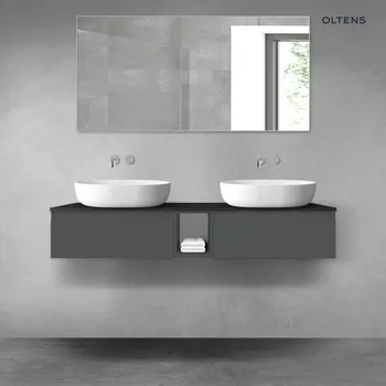 Koupelnový nábytek Oltens Vernal sada koupelnového nábytku 140 cm s horní deskou, matná grafitová/matná černá 68648400