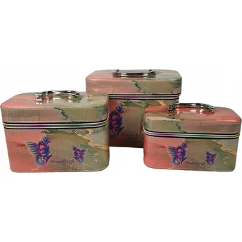 Kosmetická taška ORGANIZÉR NA KOSMETIKU KUFŘÍK KOSMETICKÝ MOTÝLI SADA 3KS RŮZNÉ BARVY