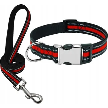 Vodítko pro psa OBROŽEK + VODÍTKO PRO PSA KOČKU S PŘEZKOU S REFLEXNÍM PRVKEM XL