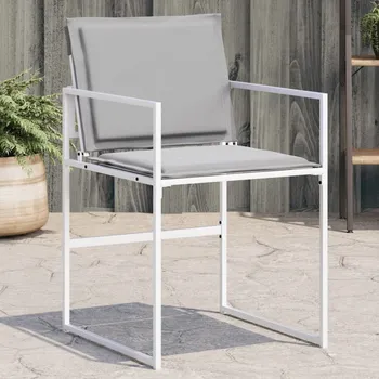 OMAXI Zahradní židle s poduškami 4 ks bílé ocel a textilen 632259