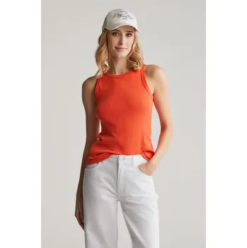 Dámské tričko TOP GANT HIGH NECK RIB TANK TOP ORANGE RED
