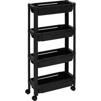 regál Regál na kolečkách, 4 police, černý, 79 cm
