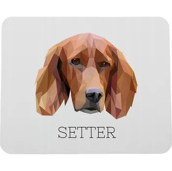 Obraz Anglický setr, Laverack - geometrická podložka s fotografií a nápisem