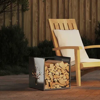 OMAXI Stojan na palivové dřevo 40x40x40 cm z nerezové oceli 787842