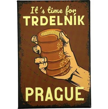 Dekorativní magnet GiftyCity GIFTY CITY Plechový magnet - 8x5,5 cm - Retro, Trdelník