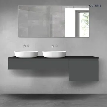 Koupelnový nábytek Oltens Vernal sada koupelnového nábytku 180 cm s horní deskou, matná grafitová/matná černá 68622400