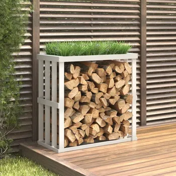 vidaXL Venkovní stojan na dřevo bílá 108x52x106 cm masivní borovice