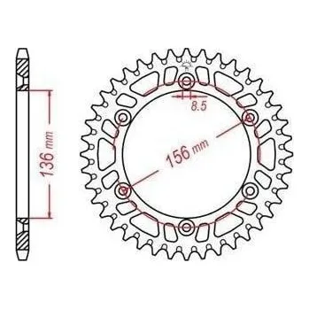 Řetězová sada pro motocykl duralová rozeta pro sekundární řetězy typu 520, JT - Anglie (52 zubů) GAS GAS EC 300 Racing E-Start 2014-2014