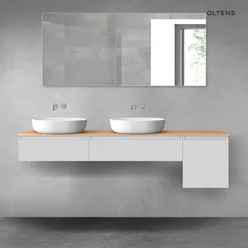 Koupelnový nábytek Oltens Vernal sada koupelnového nábytku 180 cm s horní deskou, matná šedá/dub 68526700