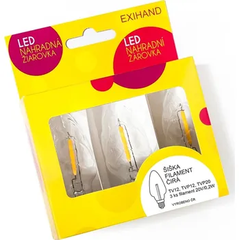 Žárovka Exihand Blistr 3 čiré žárovky LED FILAMENT Šiška čirá 20V/0,2W