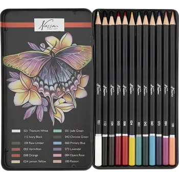 Pastelka Sada pastelek , kovový penál, měkké, pastelky Nassau